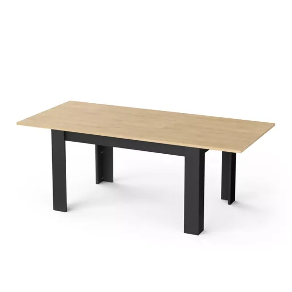 Table extensible de 160 à 200 cm décor chêne hamilton et noir mat - CRAFT