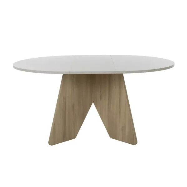 Table extensible ronde décor blanc et chêne - GALEO
