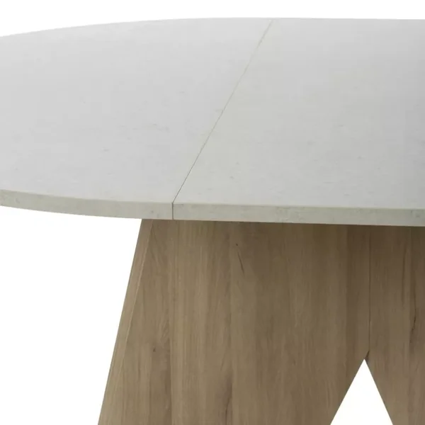 Table extensible ronde décor blanc et chêne - GALEO