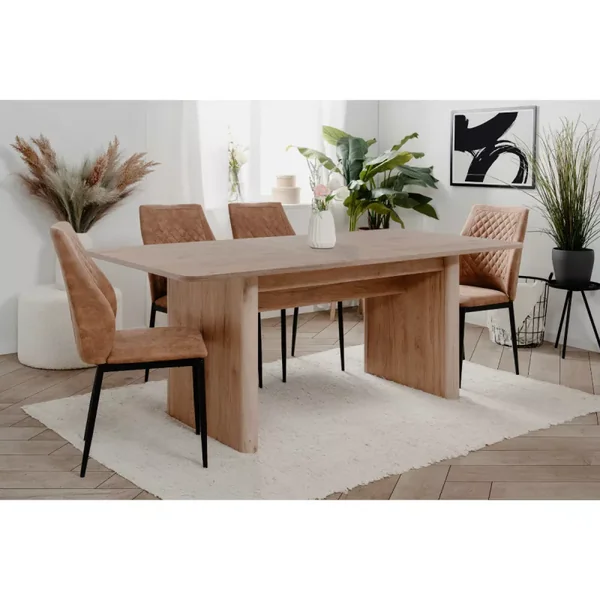 Table à manger extensible de 160 à 200 cm décor chêne artisan - OMI