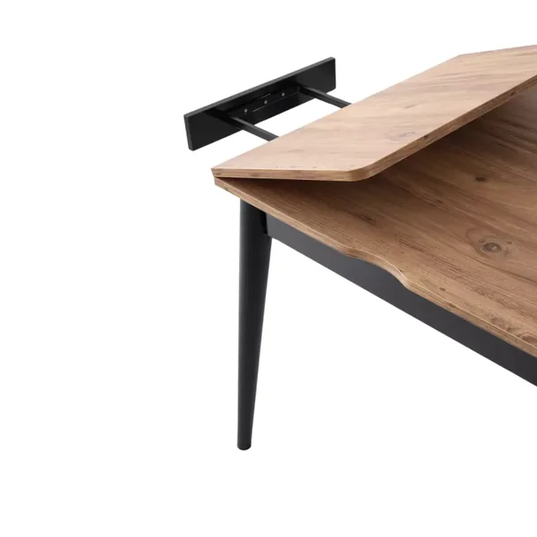 Table à manger extensible de 80 à 160 cm décor pin atlantique et noir - TOTEM