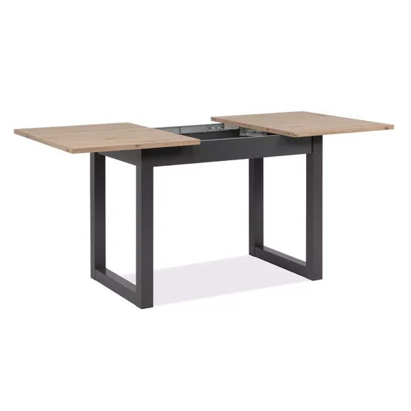 Table à manger extensible décor chêne et anthracite L120/160 cm - DENVER