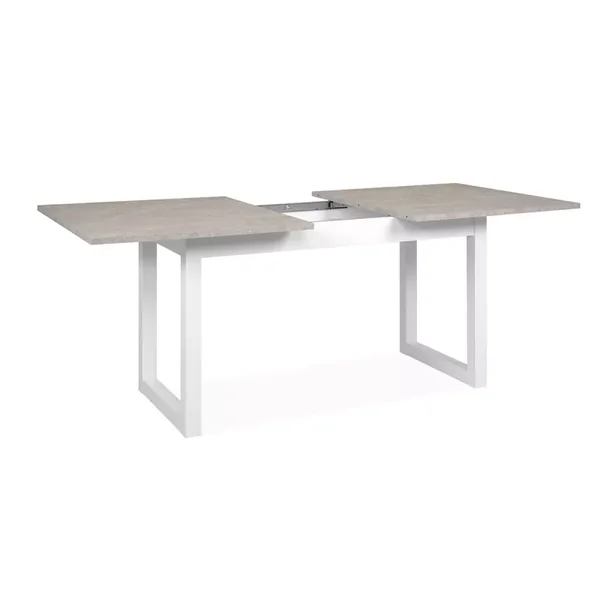 Table à Manger Extensible décor Travertin et Blanc L160/200 cm - HOUSTON
