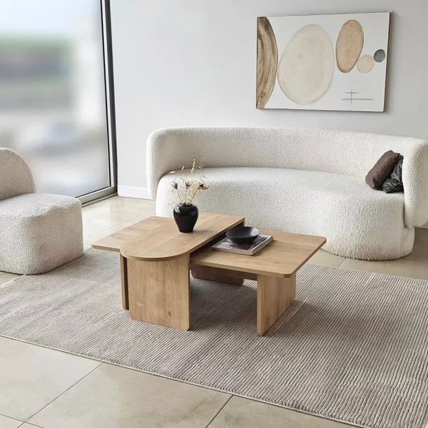Tables basses en lot de 2 avec plateaux asymétriques L105 cm - LIVIA