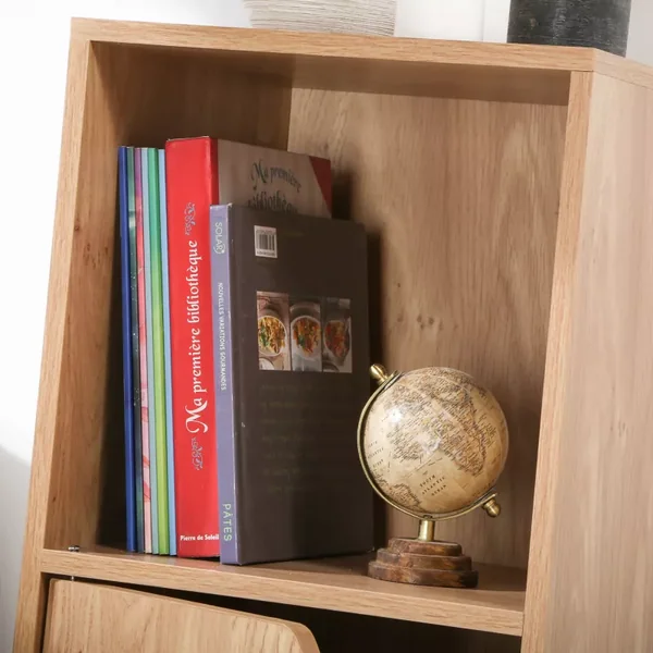 Tables de chevet 2 cases décor bois 1 porte - lot de 2 - MODU