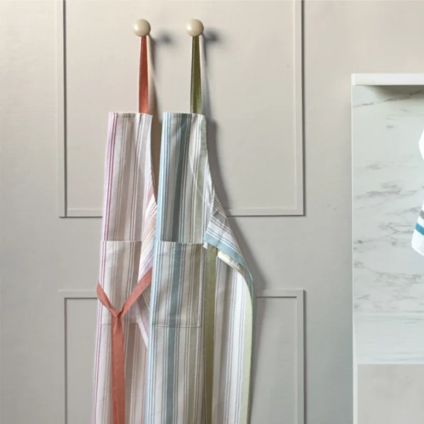 Tablier de cuisine à rayures en toile 60x90 cm 100% LINE bleu et vert