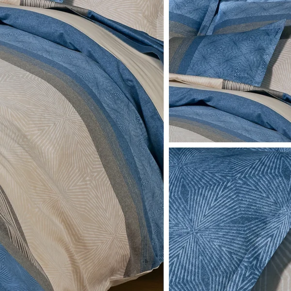Taie de traversin 140x43 cm satin de coton TIAGO bleu Indigo