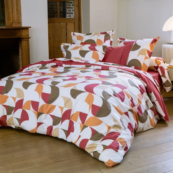 Taie de traversin 200x43 cm en 100% percale MODULO blanc acajou