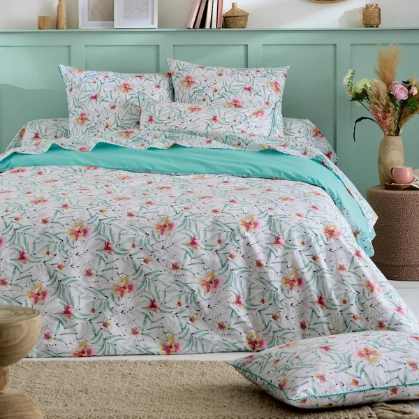 Taie de traversin 240x43 cm percale de coton ROXANE multicolore