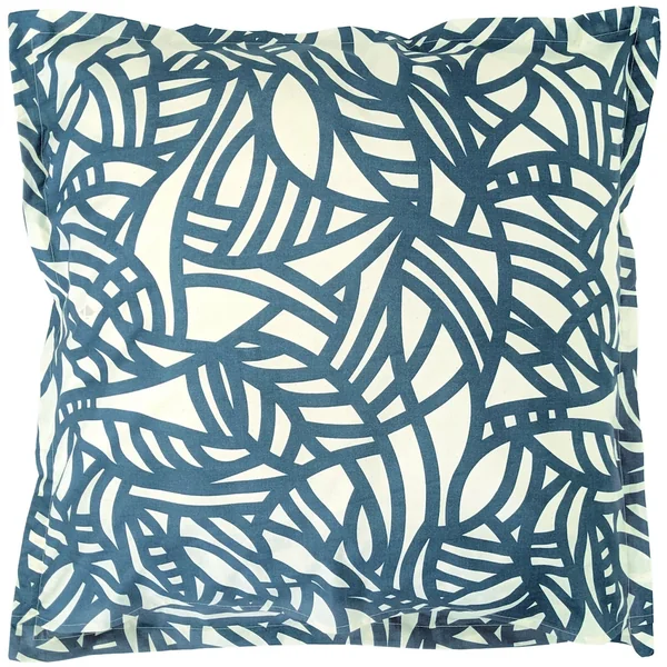 Taie d'oreiller 65x65 cm 100% coton lavé SERENA géométrique Bleu beige