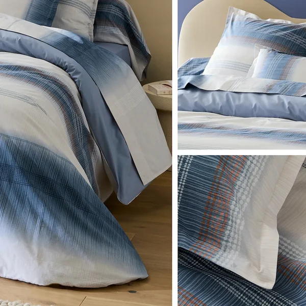 Taie d'oreiller 65x65 cm en 100% percale de coton ESTEBAN bleu