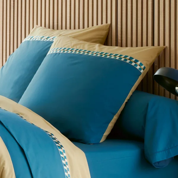 Taie d'oreiller 65x65 cm en percale de coton LINOA bleu cobalt
