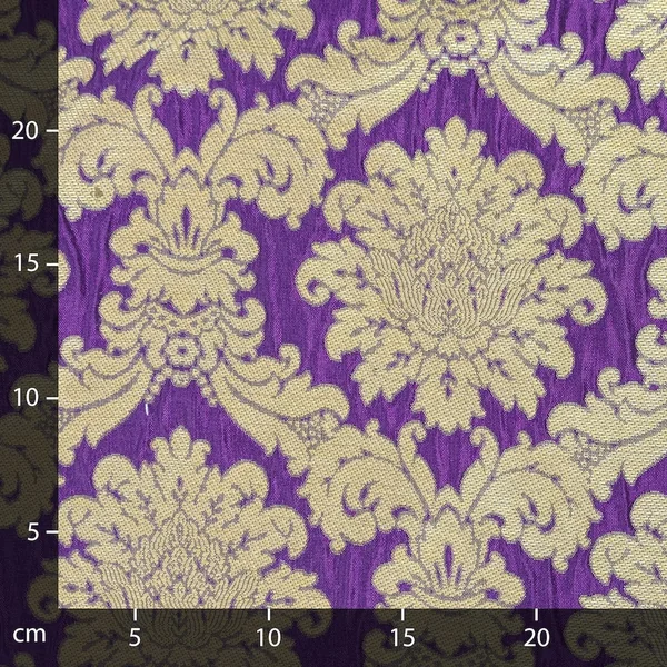Tissu jacquard tissé teint polyester 183 g/m² collection FRONSAC violet et doré