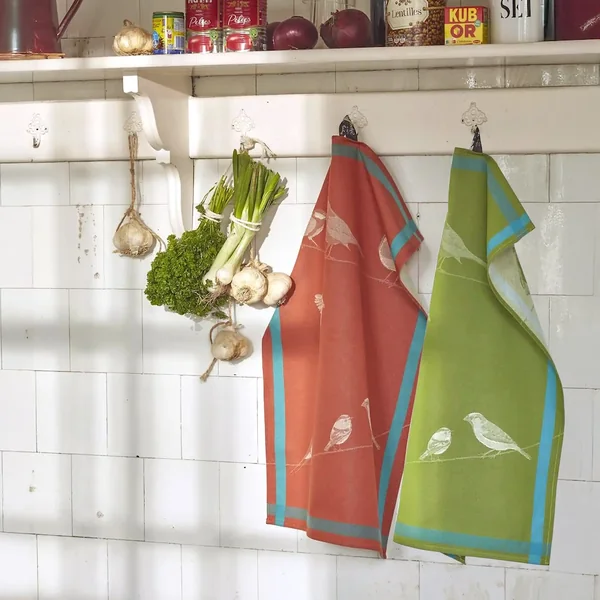 Torchon de cuisine 50x70 cm toile coton SUR UN FIL vert