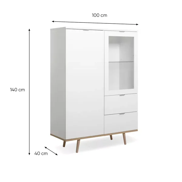 Vaisselier avec 2 Portes et 2 Tiroirs H140 cm - COPENHAGUE