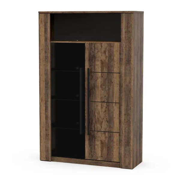 Vitrine 1 porte vitrée 3 rayons en verre, 3 rayons et 1 niche H175,8 cm - MALA