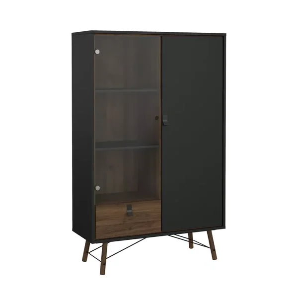 Vitrine 2 portes dont 1 vitrée et 1 tiroir H161,8 cm - JOYCE